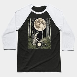 Green Witch on a Full Moon Baseball T-Shirt